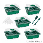 12/40 Holes Seed Starter Tray Seedling Plant Trays with Humidity Vented Domes Bases Seed Starting Indoor Gardening Greenhouse