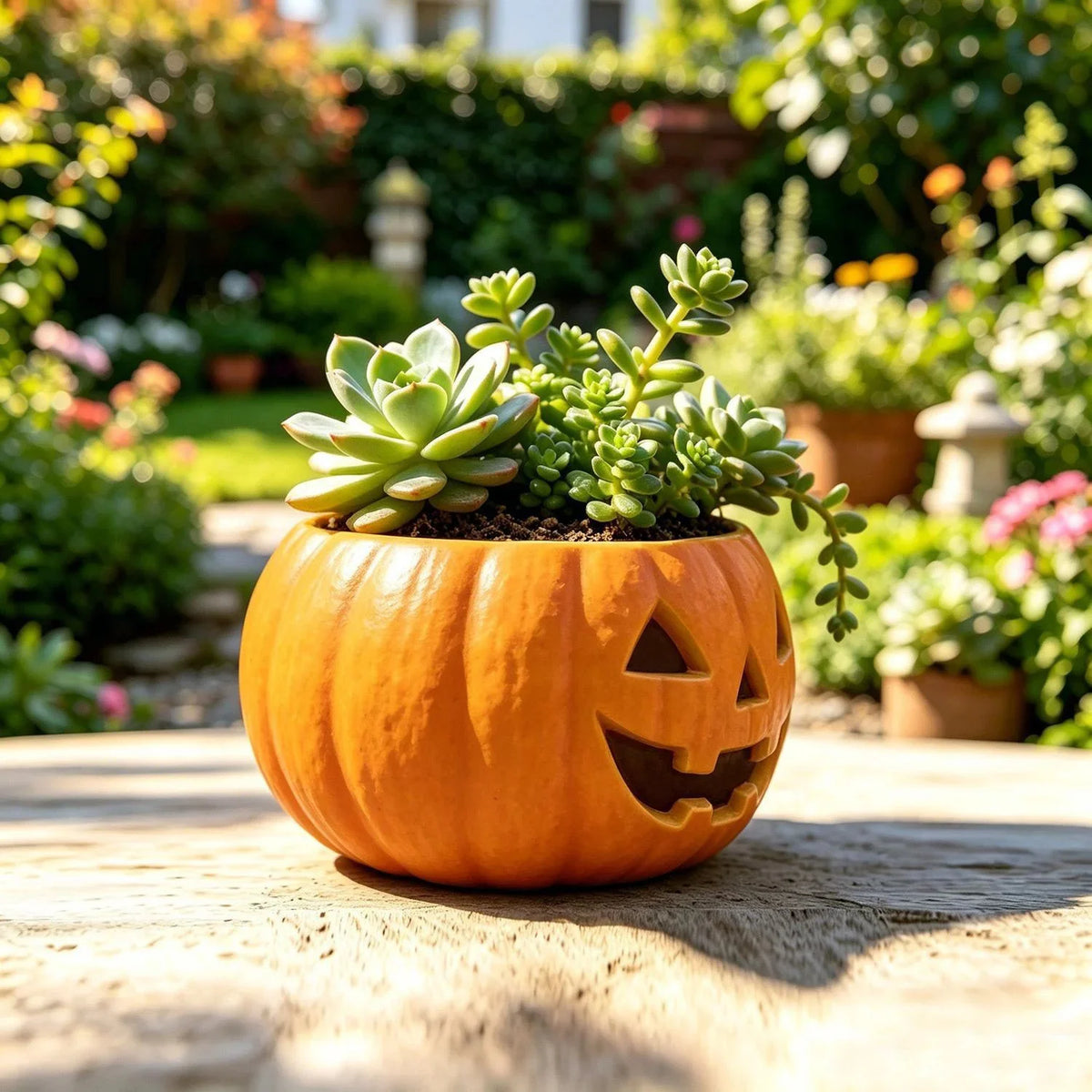 12x7cm Pumpkin Flower Pot Resin Planter Halloween Succulent Plant Pots Garden Balcony Outdoor Decoration Sculpture