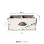 Japanese Retro Flower Vessels Wooden Double Compartment Planter Garden Succulent Container Patio Decorative Ornament for Indoor