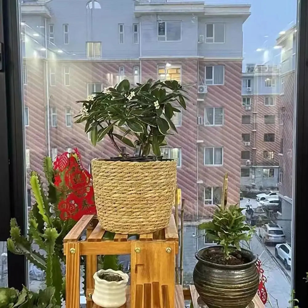 1Pcs Mini/S/M/L Grass Woven Flowerpot For Garden Terraces Small Plant Flower Basket Seedling Containers Planter Basket