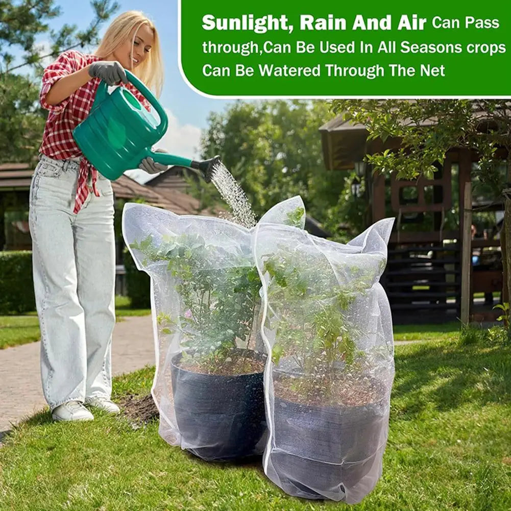 Insect Netting Cover for Plants with Zipper & Drawstring Breathable Anti-Bug Mesh for Garden Vegetables, Trees & Potted Plants