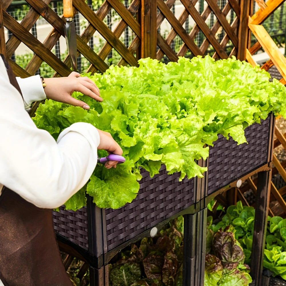 Plastic Raised Garden Bed with Legs Raised Planter Box Elevated Planting Container for Gardening Vegetables Fruits Flowers