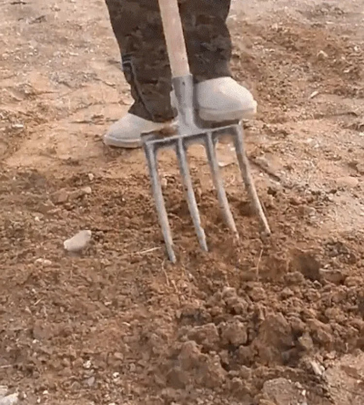 Agricultural Loose Soil Fork Fourtooth Manganese steel farming tools loosening and clearing Manual Garden Soil Turning Artifact