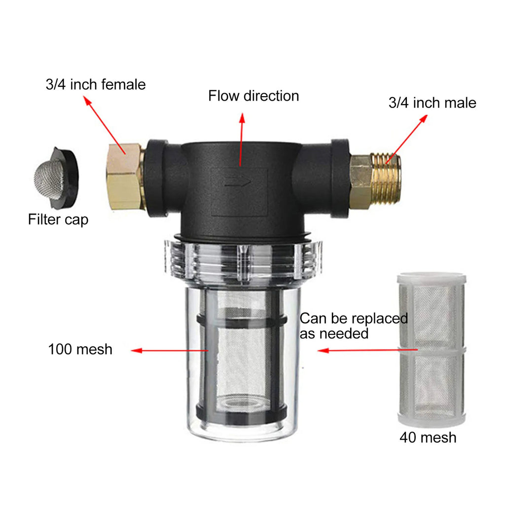 Garden Hose Filter Avoiding Blocking Engineering Plastic Whole House Sediment Water Filter 3/4 Inch Thread for Household
