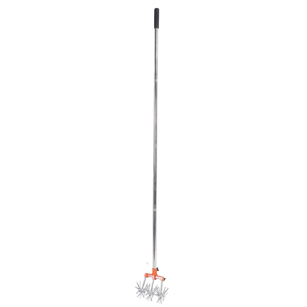 Manual Rotary Cultivator Tool Stainless Steel Teeth Adjustable Handle Garden Hand Tiller for Lawn