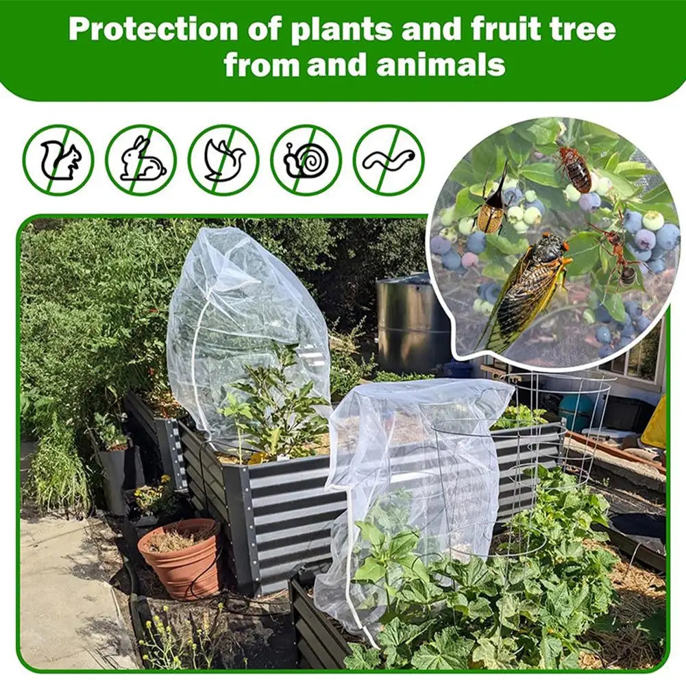 Insect Netting Cover for Plants with Zipper & Drawstring Breathable Anti-Bug Mesh for Garden Vegetables, Trees & Potted Plants