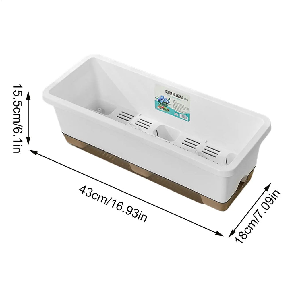 Self Watering Plant Pot Vegetables Container with Base Drainage Hole And Absorbent Rope Rectangular Flower Pots for Vegetable