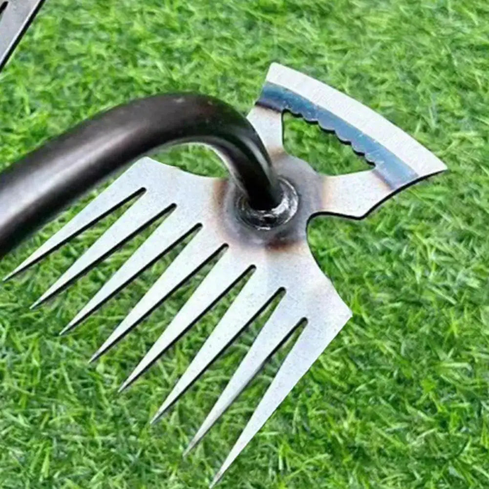 8 Teeth Garden Weed Rake 2In1 Garden Rake Manual Weed Grass Rooting Tool Puller Shovel Hand Gardening Loose Soil Tool