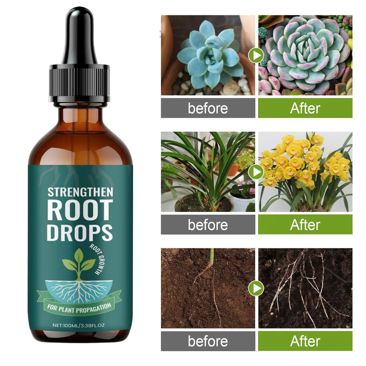 Root Drops for Propagation Rooting Liquid Fertilizer Supplement 100ml Root Booster for Plants Indoor Gardening Outdoor Gardening