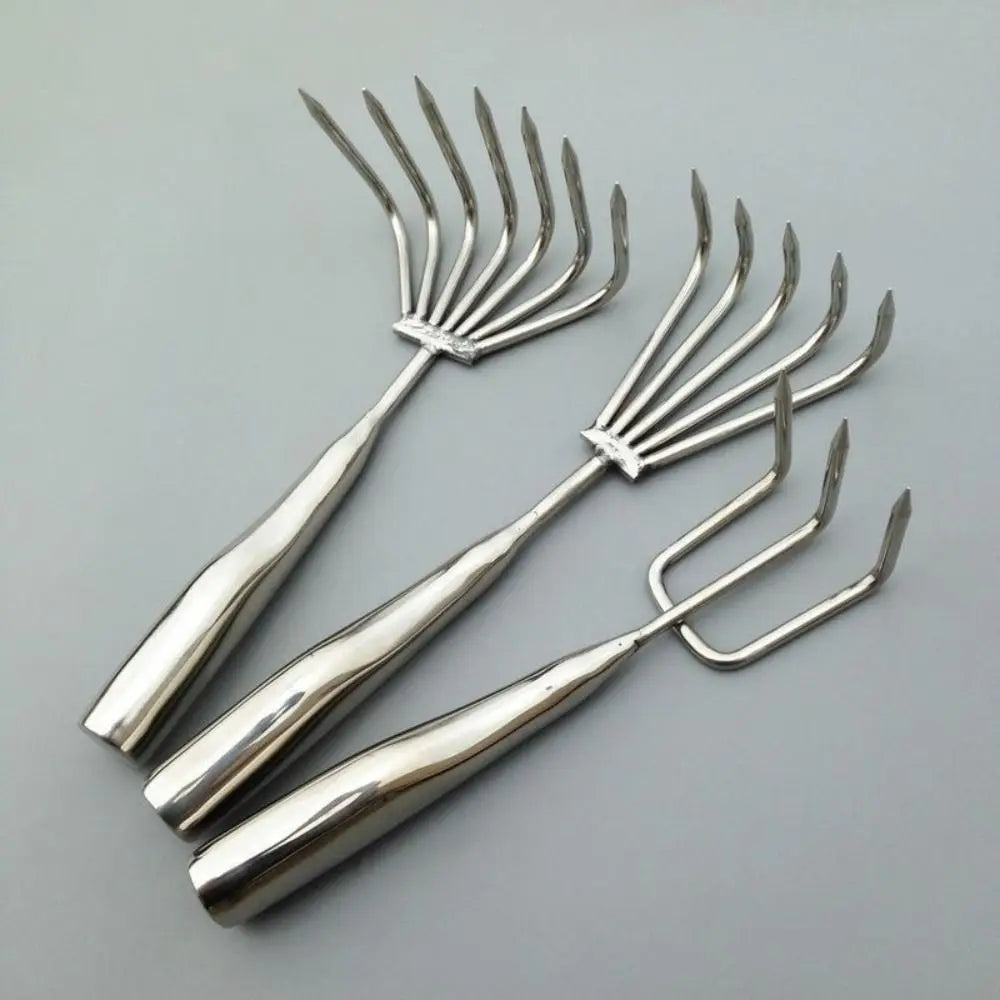 3/5 Claws Garden Hand Rake Manual Integrated Small Leaf Rakes Gardening Tool Stainless Steel Weeding Removal Puller Garden Yard