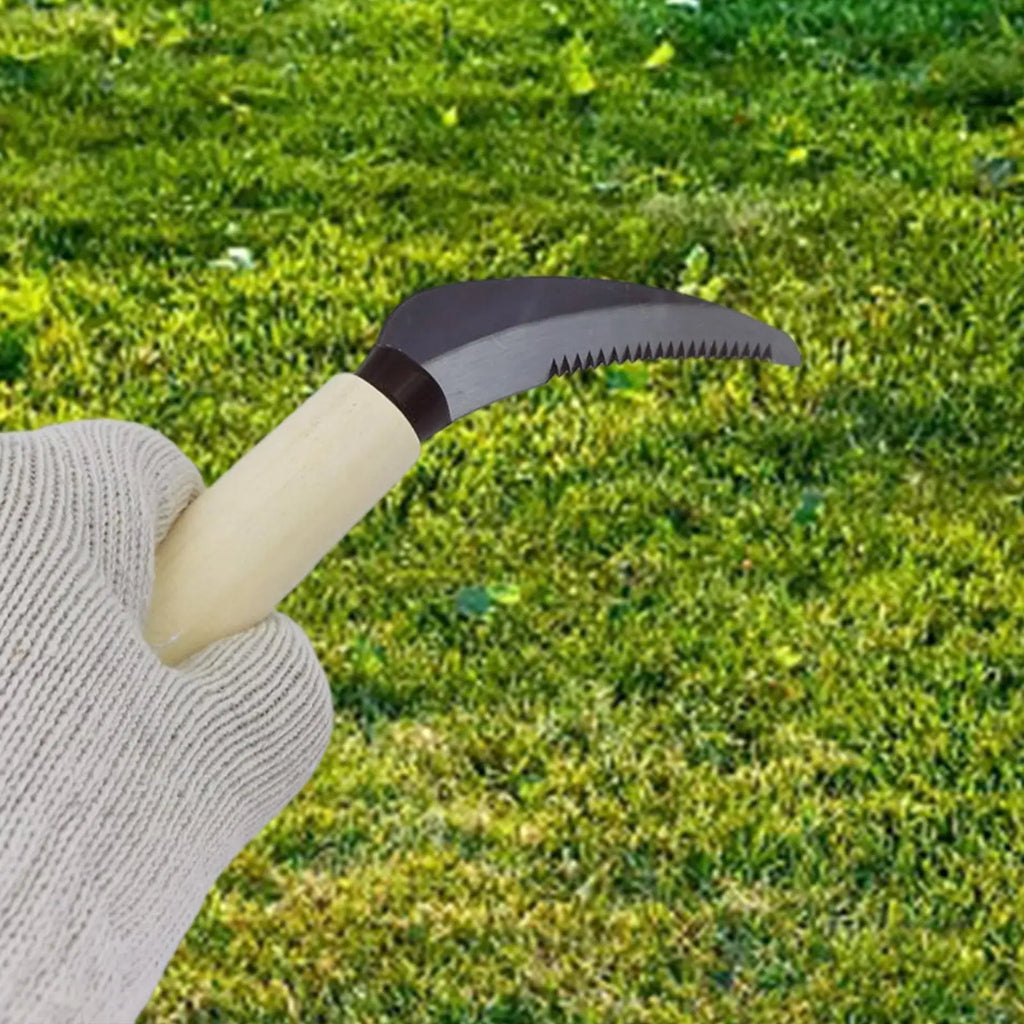 Weeding Sickle with Wooden Handle Crack Weeder Gardening Hand Tools Gardening Sickle for Grass Lawn Patio Terrace Sidewalk Farm