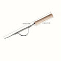 Multipurpose hand weeder with ergonomic wooden‑grip and stainless‑steel body, easily uproots dandelions and common weeds for law