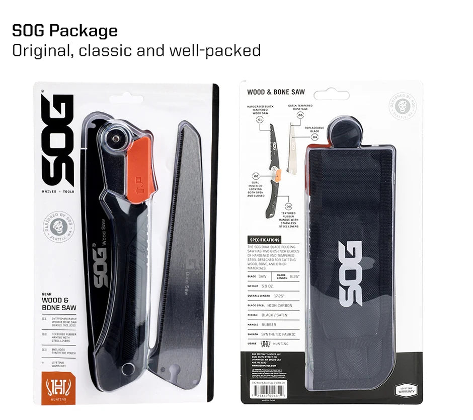 SOG Folding Saw Multifunctional Hand Tools Mini Foldable Home Garden Outdoor Camping Hunting Small Survival Multi-tool Wood Saw