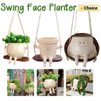 Plant Hanger Baskets Lovely Swing Face Planter Pot Succulent Flower Pots Balcony Wall Hanging Planter Decor Home Garden Supplies