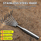 Garden Stainless Steel Hand Rake Manual Integrated Small Leaf Rakes Gardening Tool Multi-Claw Soil Rake For Planting Vegetable