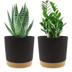 Plant Pot, 2 Pack Planters for Indoor Plants with Drainage Holes & Saucer, Outdoor Flower Pots Home Garden Modern Decor