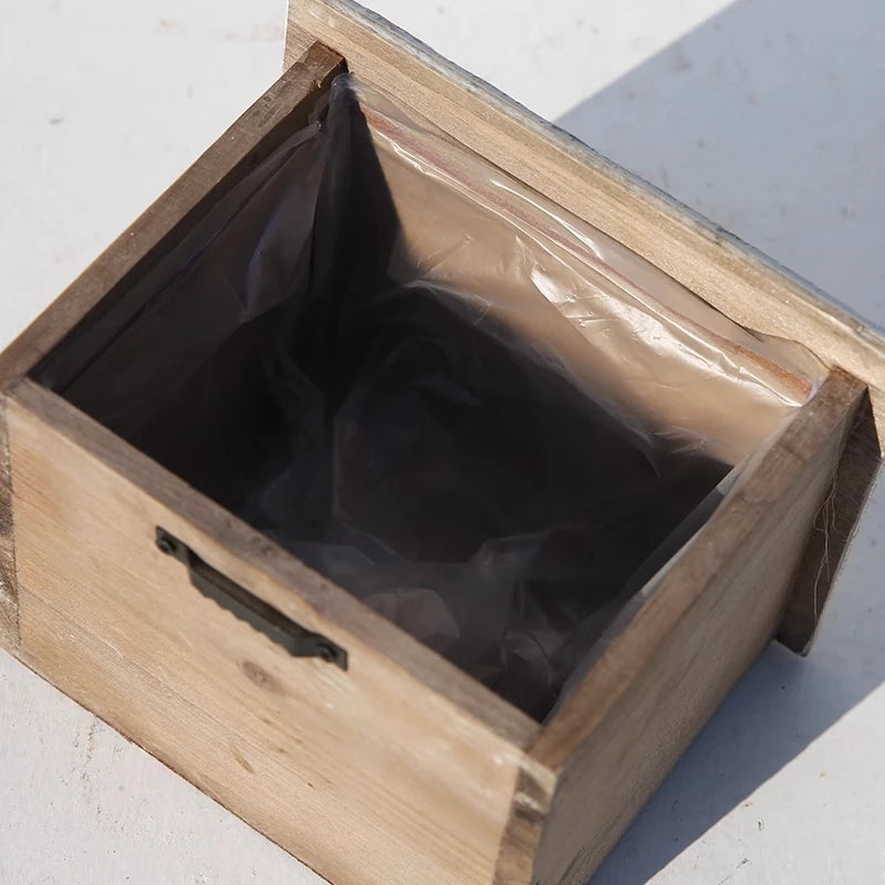 Japanese Retro Flower Vessels Wooden Double Compartment Planter Garden Succulent Container Patio Decorative Ornament for Indoor