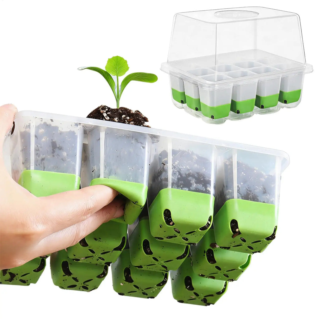 Seedling Starter Tray Indoor Garden Greenhouse Growth Potting with Cover Adjustable Humidity Germination Box Gardening Supplies