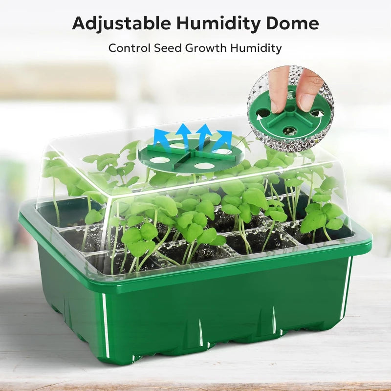 10PCS Seedling Trays Seed Starter Kit Mini Propagator Plant Grow Kit with Humidity Vented Domes and Base for Seeds Starting