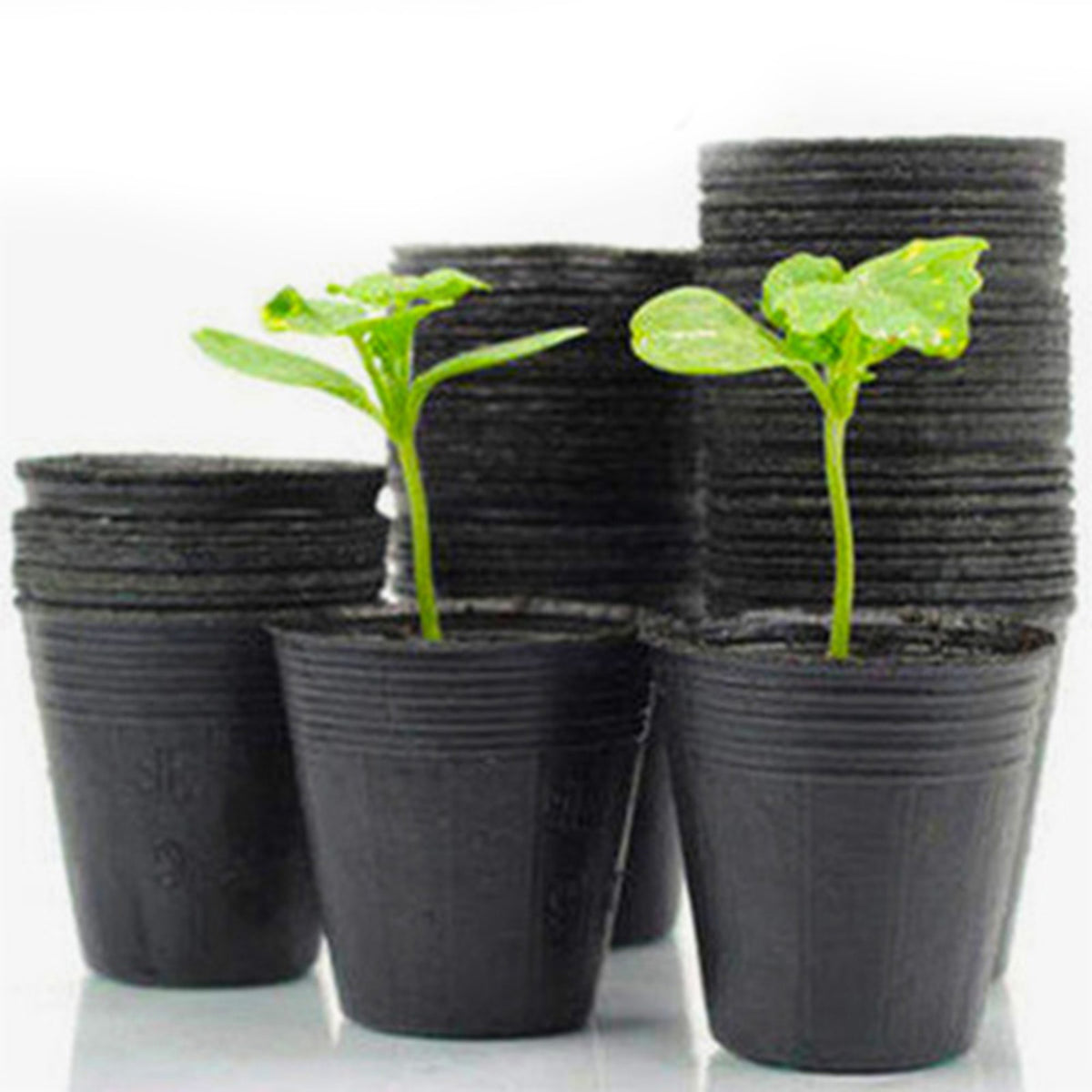 50/100Pcs Plastic Seedlings Starter Pot Black Flexible Plastic Seedling Pots for Starting Seedlings Succulents Seedling Bag