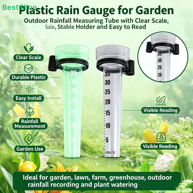 35mm Rain Gauge Rainwater Meter Water Rain Measurement Tool Outdoor Garden Ground Rainfall Guage