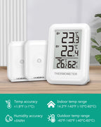 ORIA Outdoor Thermometer Wireless Indoor Hygrometer Digital Room Thermometer with 2 Sensors for Office Home