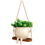 Plant Hanger Baskets Lovely Swing Face Planter Pot Succulent Flower Pots Balcony Wall Hanging Planter Decor Home Garden Supplies