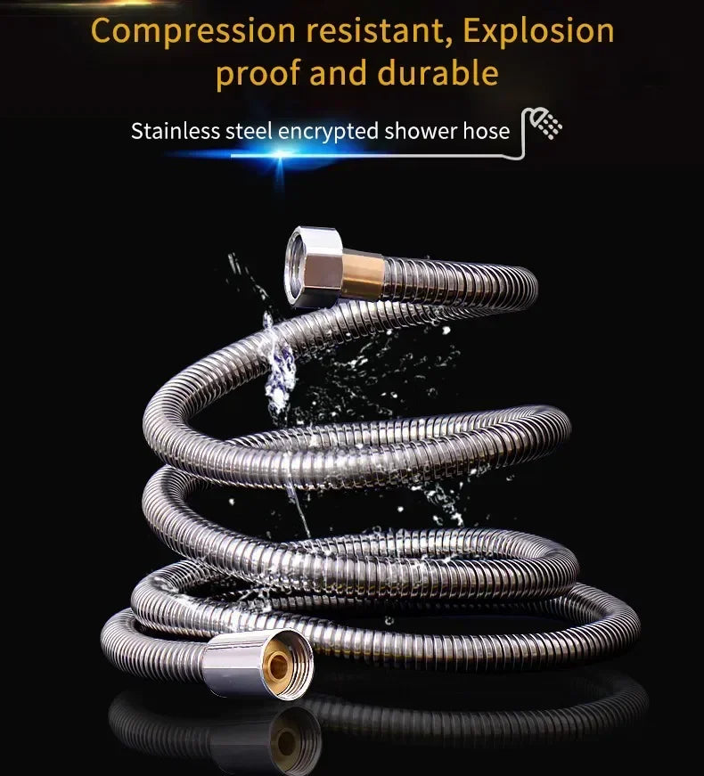 Garden Water Hose Black Pipe 1.5/2M Flexible Pull Extension Pipes Shower Accessories New SUS304 Bathroom Extendable Hoses Home