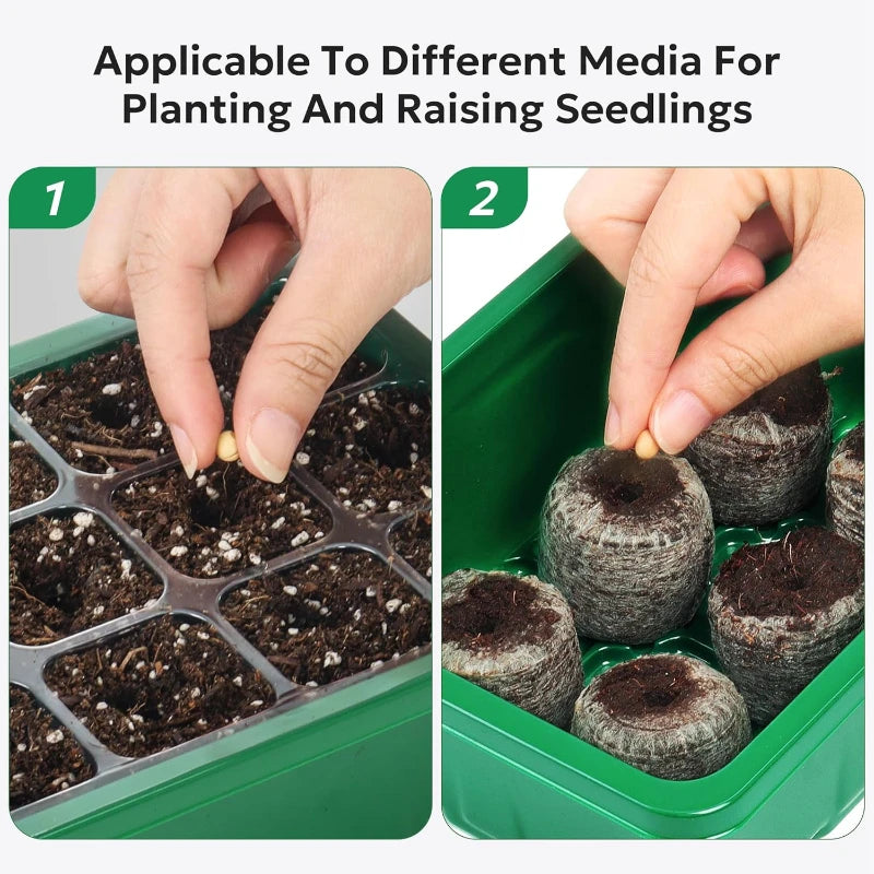 10PCS Seedling Trays Seed Starter Kit Mini Propagator Plant Grow Kit with Humidity Vented Domes and Base for Seeds Starting