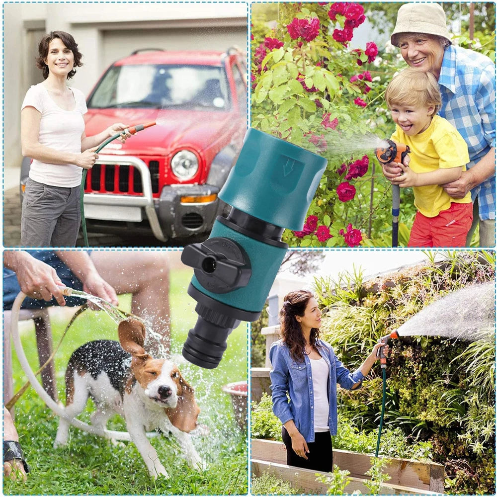 Garden Hose Quick Connect Coupler - Shut Off Valve Adapter for Watering Irrigation System Tap Faucet Fitting In-Line Connector