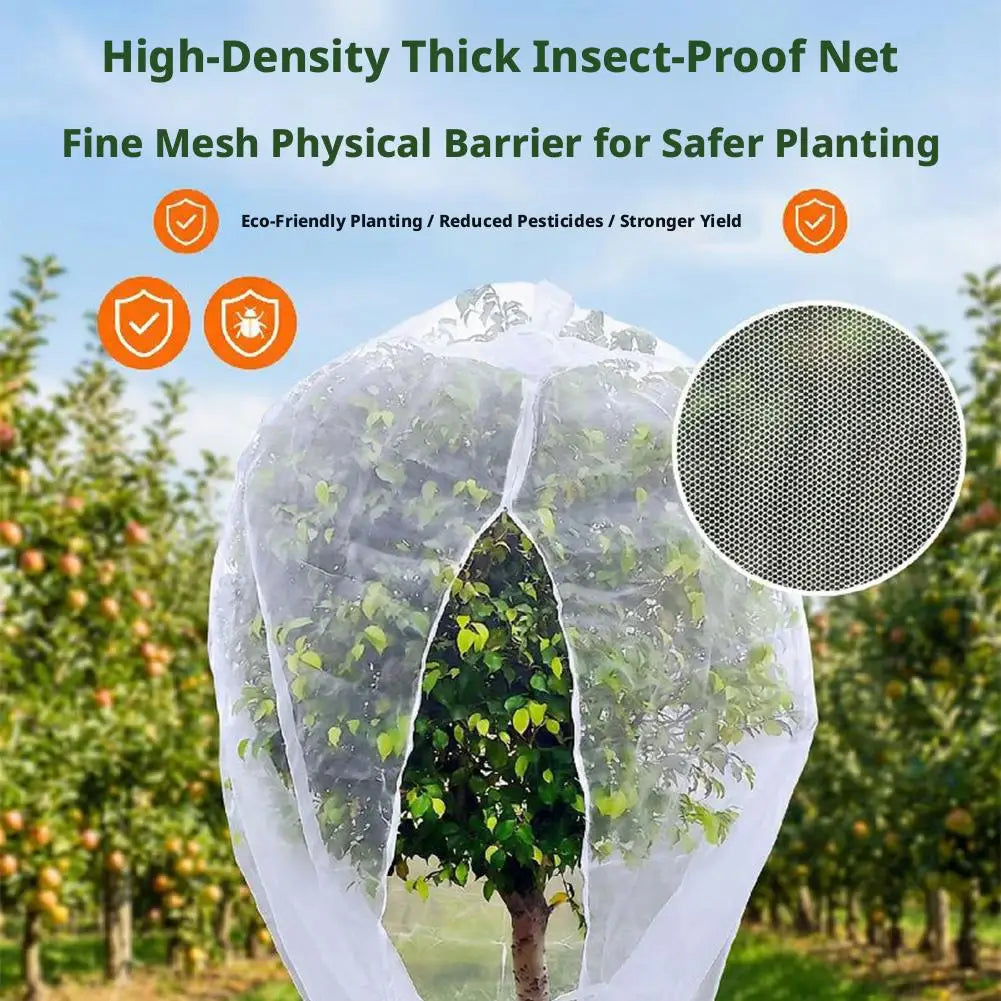 Insect Netting Cover for Plants with Zipper & Drawstring Breathable Anti-Bug Mesh for Garden Vegetables, Trees & Potted Plants