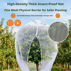 Insect Netting Cover for Plants with Zipper & Drawstring Breathable Anti-Bug Mesh for Garden Vegetables, Trees & Potted Plants
