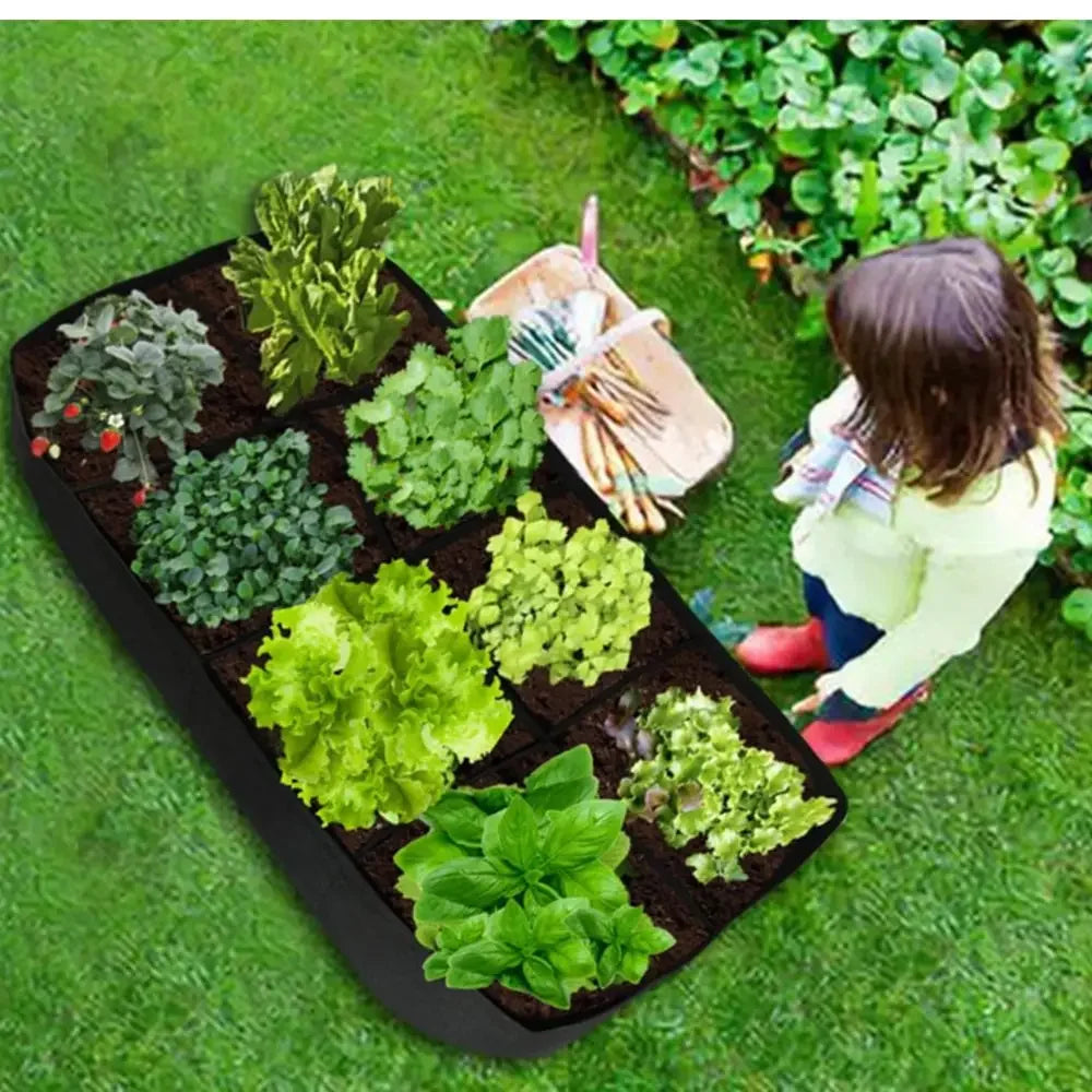 Garden Planting Bag Multi-gird Felt Growing Bag Rectangle Planting Nursery Pot Vegetable Tomato Potato Planting Container Plant