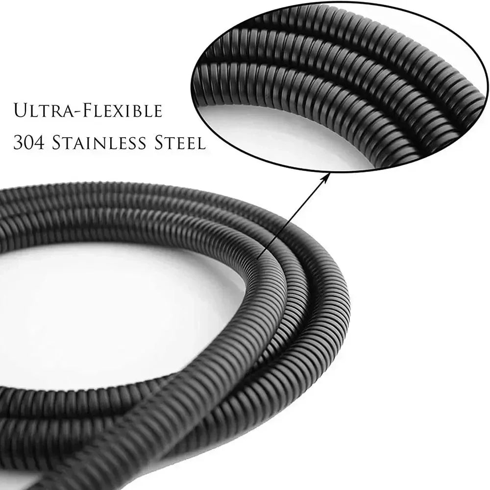 Garden Water Hose Black Pipe 1.5/2M Flexible Pull Extension Pipes Shower Accessories New SUS304 Bathroom Extendable Hoses Home