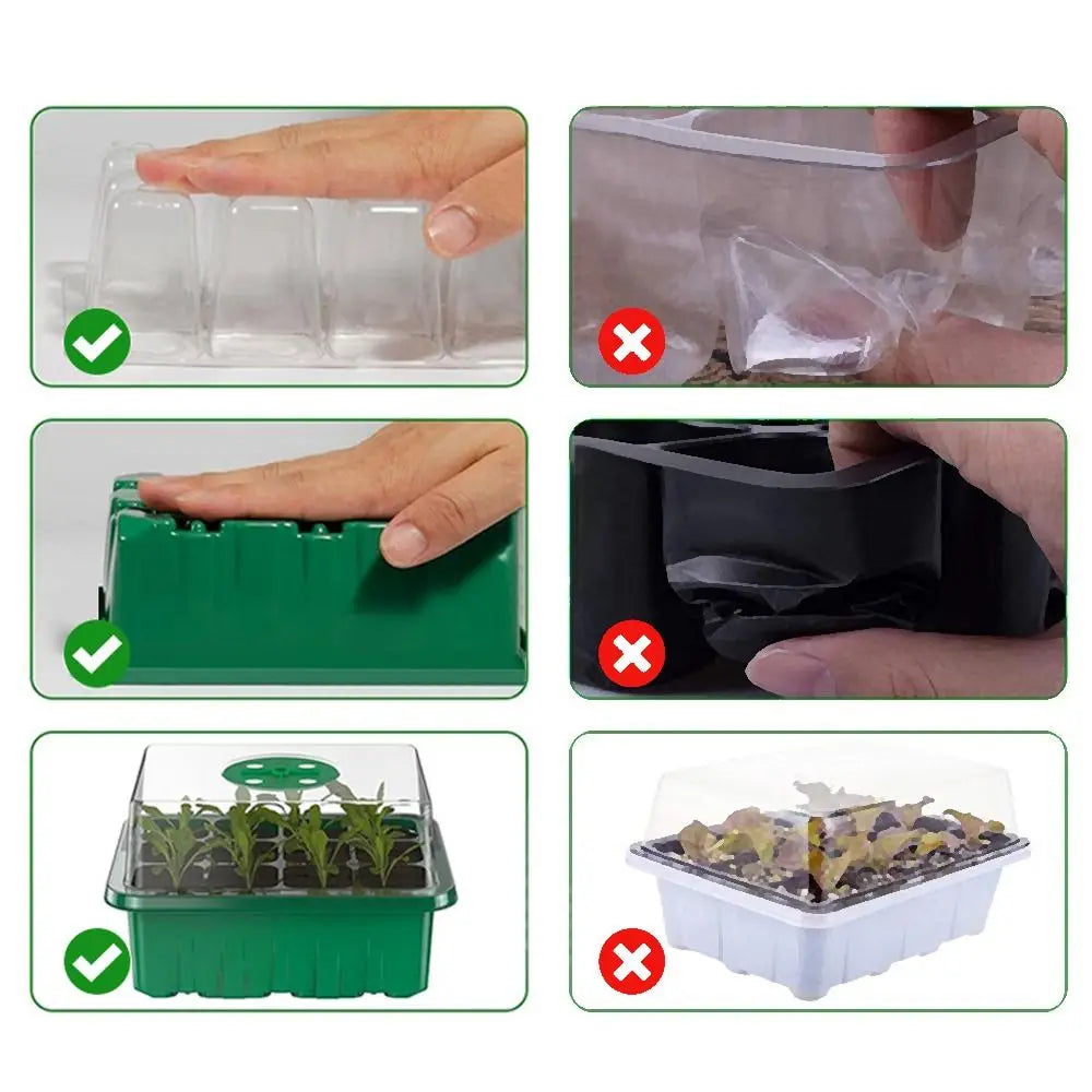 6/12Grids Seed Starter Tray with Ventilation Hole Seeds Growing Cultivation Planting Box Mini Greenhouse Plant Starter Kit