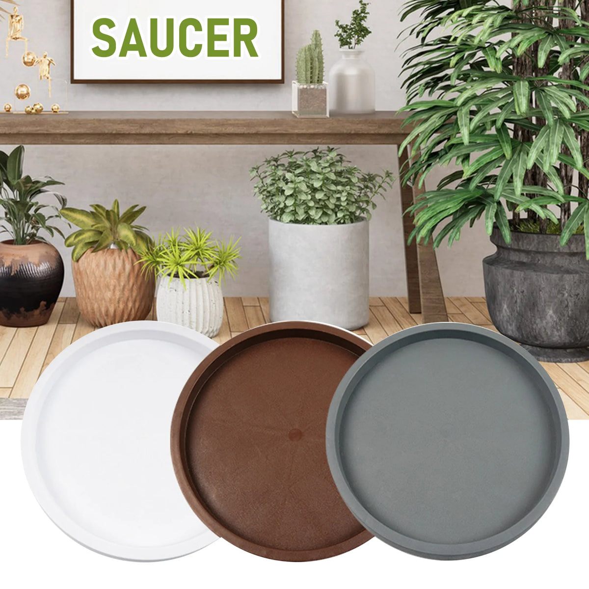Round Movable Planter Tray With Wheels Multi-Purpose Moving Potted Plant Tool For Large Potted Plants Gardening Flower Pot Tray