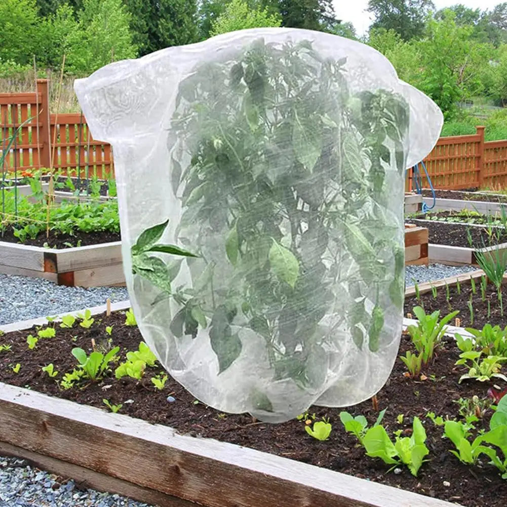Insect Netting Cover for Plants with Zipper & Drawstring Breathable Anti-Bug Mesh for Garden Vegetables, Trees & Potted Plants