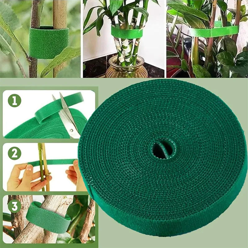 10m Reusable Nylon Plant Ties Green Garden Plant Bandage Cable Ties Self Adhesive Plant Fastener Tape for Plants Garden Home