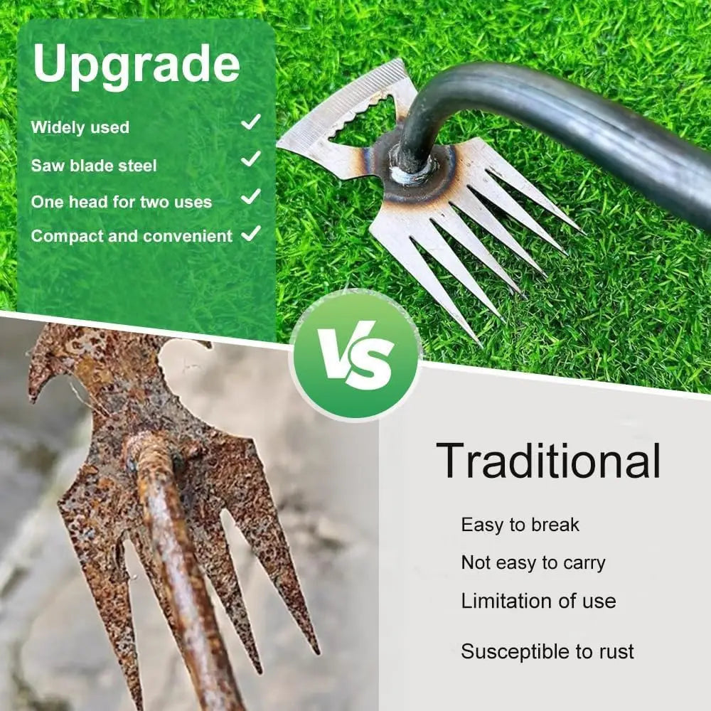 5/6/8/11 Teeth Gardening Hand Weeder Tools with Long Handle Durable Weeding Artifact Uprooting Weeding Tool Garden Loosening Hoe