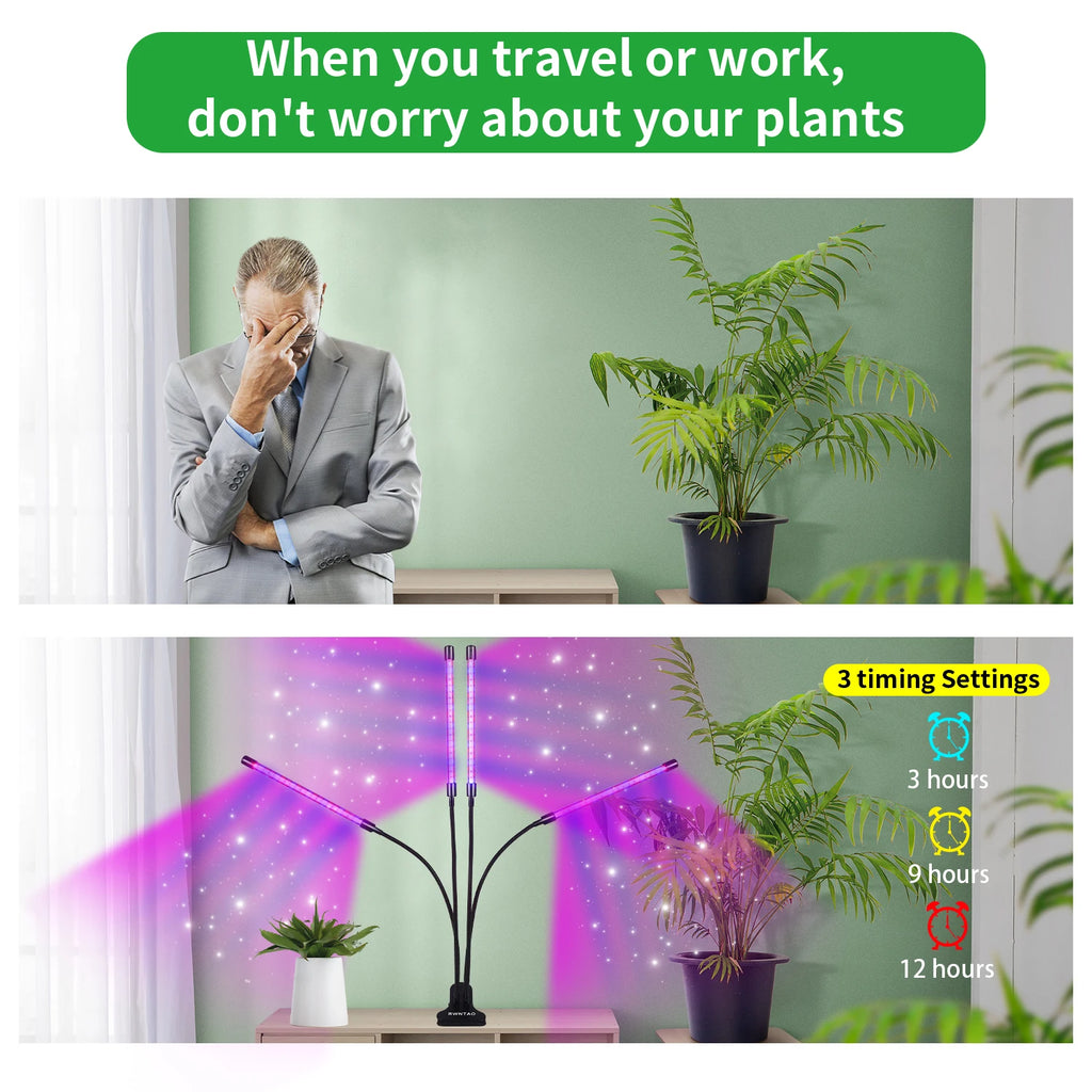 USB LED Plant Grow Light Indoor Garden 10 Dimmable Levels Grow Light Full Spectrum Timer Setting Hydroponic Greenhouse 3H/9H/12H