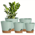 5pcs Plant Pots Self Watering Planters For Indoor Plants With Drainage Hole, Nursery Planting Pot Plastic 7/6.5/6/5.5/5 Inches
