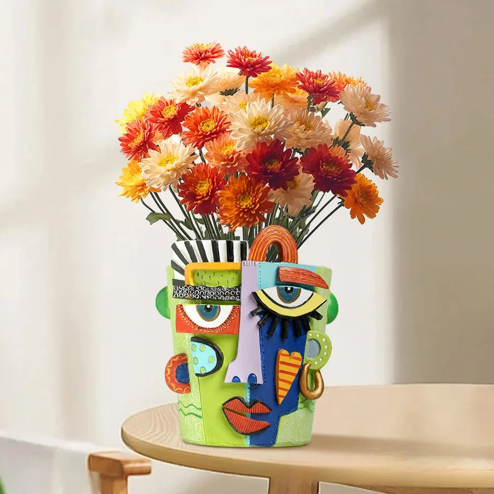 Abstract Face Flower Pot Decorative Planter Picasso Vases Balcony Succulent Plant Holder Ornament Home Garden Decor Accessory