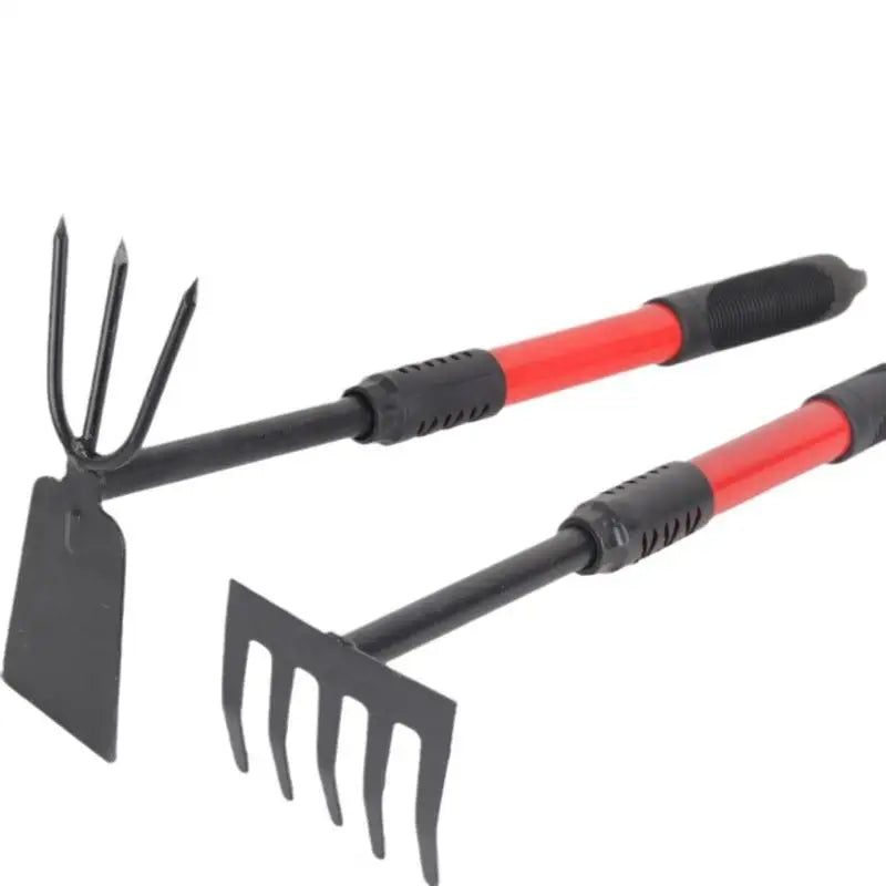 1 Piece Five-Tooth Gardening Spade Rake Hoe Integrated Design Comfort Handle for Outdoor Garden Weeding Digging Planting