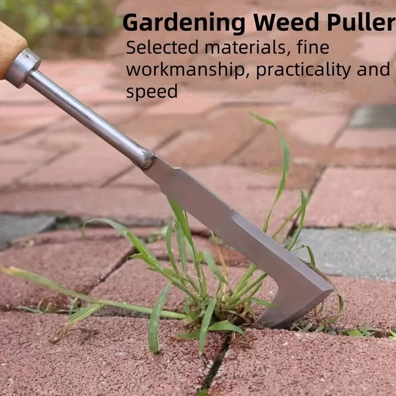 Stainless steel gap weeding tool, L-shaped multi-purpose garden hand tool, used for clearing weeds in yards, terraces, and lanes
