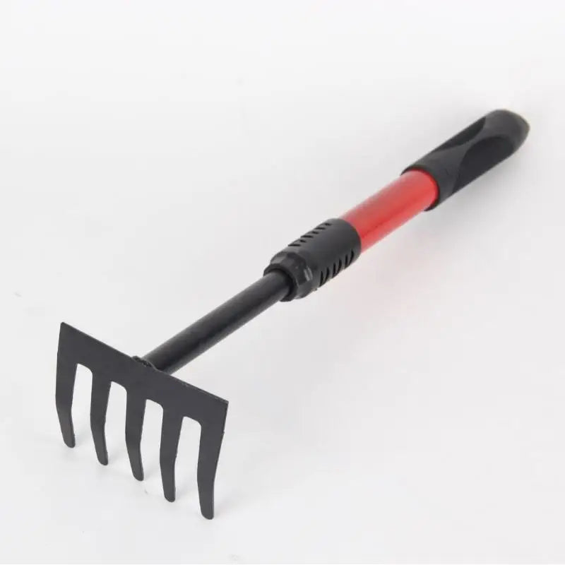 1 Piece Five-Tooth Gardening Spade Rake Hoe Integrated Design Comfort Handle for Outdoor Garden Weeding Digging Planting