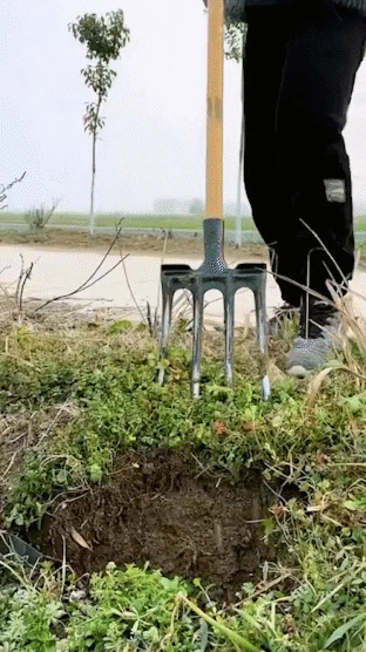 Agricultural Loose Soil Fork Fourtooth Manganese steel farming tools loosening and clearing Manual Garden Soil Turning Artifact