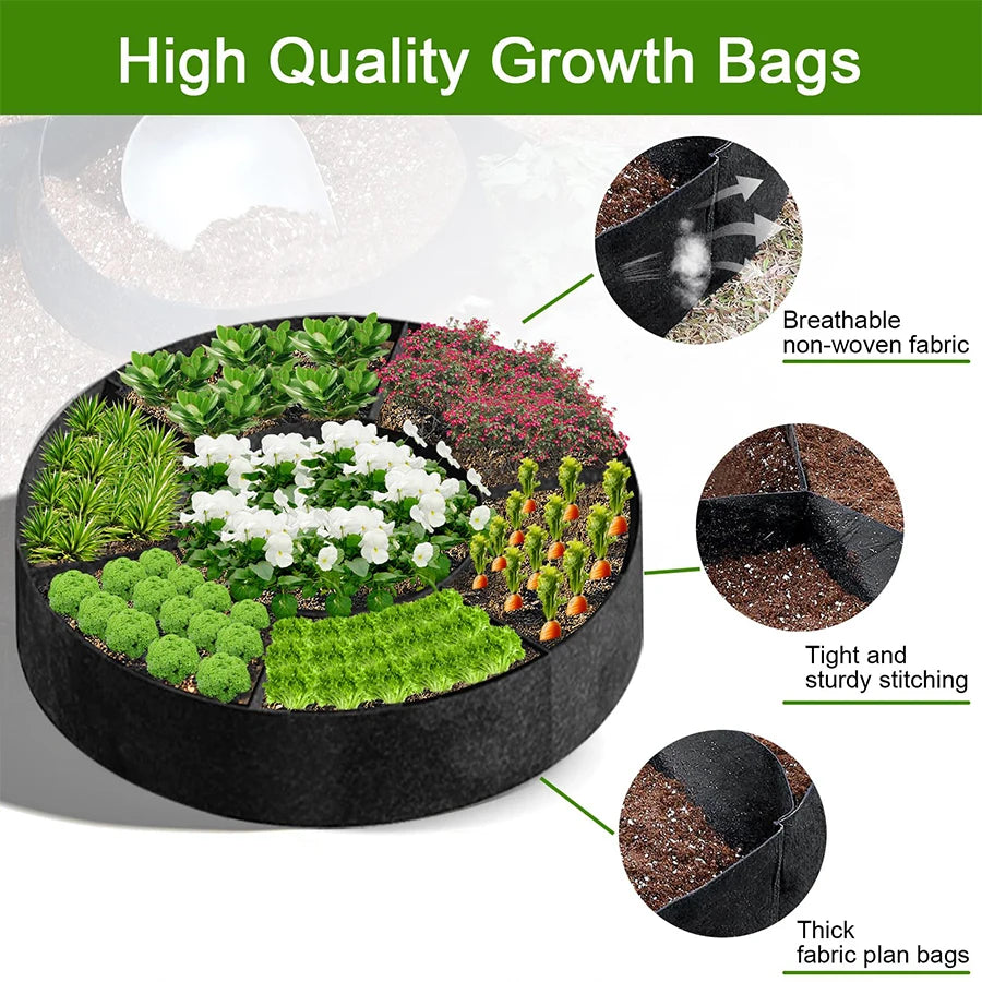 6+1 Grids Nonwoven Planting Grow Bag Pots Gardening Supplies Outdoor Garden Planters Vegetable Flower Pot Container Seeds Sack