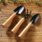 3-Piece Mini Garden Tools Set, Wooden Handle Shovel Rake Trowel for Succulent Plant Bonsai Care, Household Gardening Gift Idea