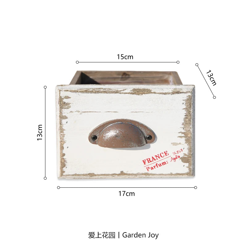 Japanese Retro Flower Vessels Wooden Double Compartment Planter Garden Succulent Container Patio Decorative Ornament for Indoor