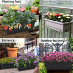 3 Pieces Window Box Planter Rectangle Plant Containers Decors with Drainage Holes Flower Pot Plant Pot for Outdoor Garden Home